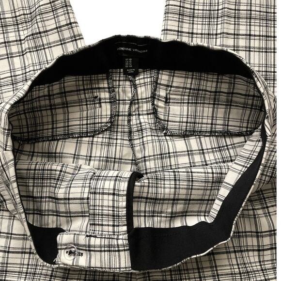 Adrienne Vittadini B&W Plaid Flat Front Straight Leg Pants Trousers size 10 NWOT - Picture 3 of 9